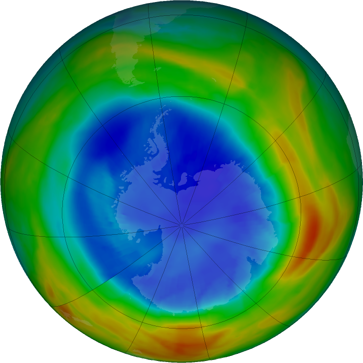 Antarctic ozone map for 03 September 2017